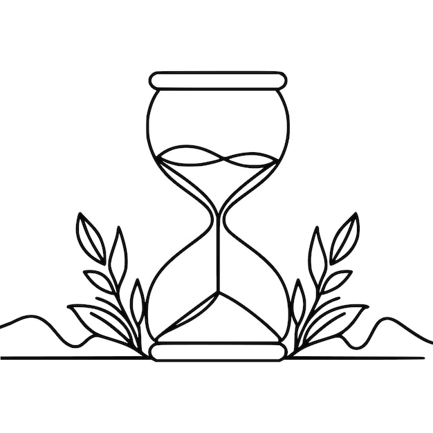 a black and white drawing of a hourglass with the number 3 in the middle