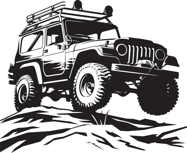 Vector a black and white drawing of a jeep with the word quot o quot on it