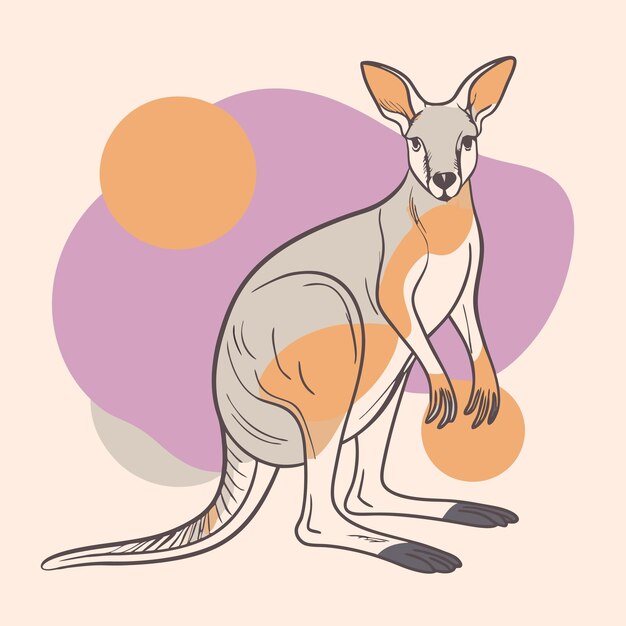 a black and white drawing of a kangaroo