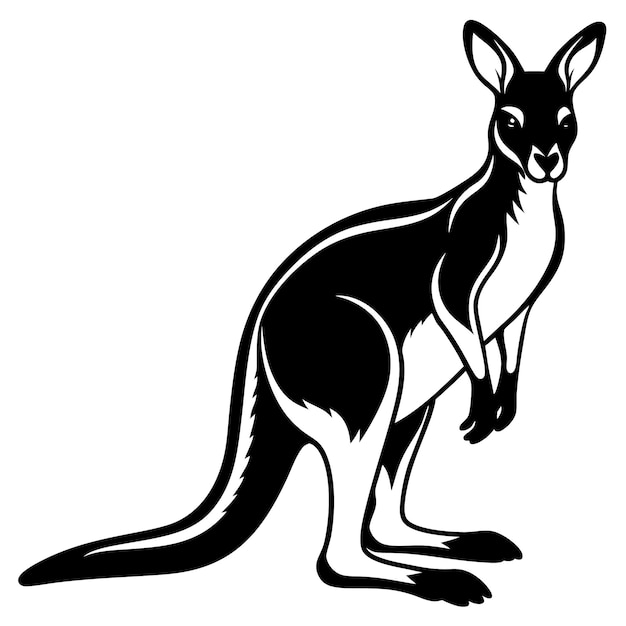 Vector a black and white drawing of a kangaroo