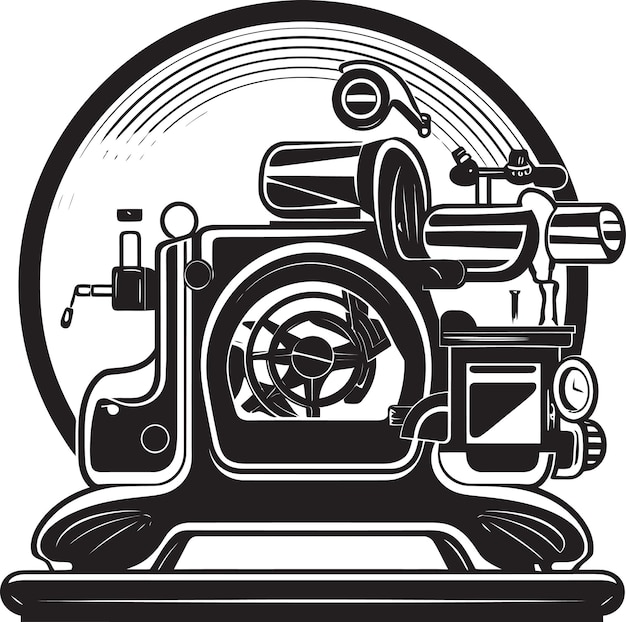 a black and white drawing of a large machine with a sign that says quot the word quot on it