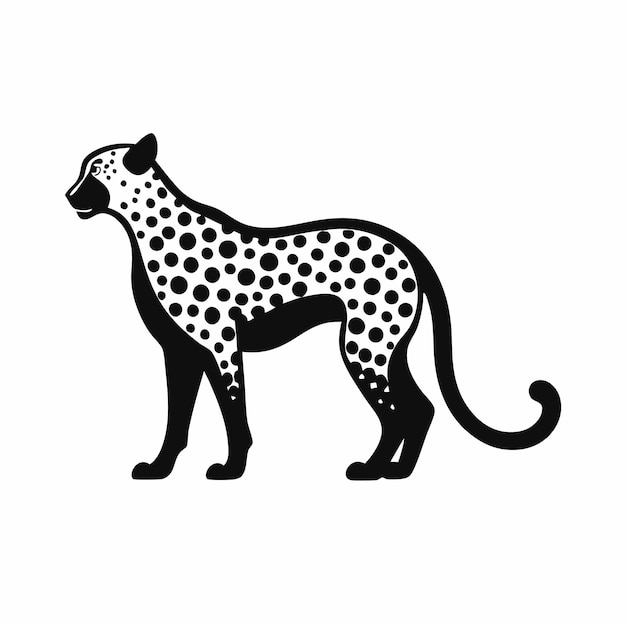 a black and white drawing of a leopard with dots on it