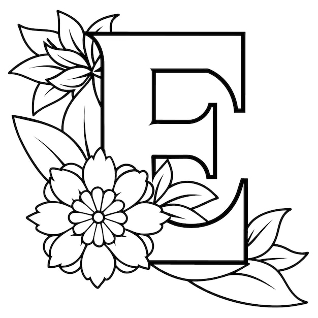 a black and white drawing of a letter e and a letter e