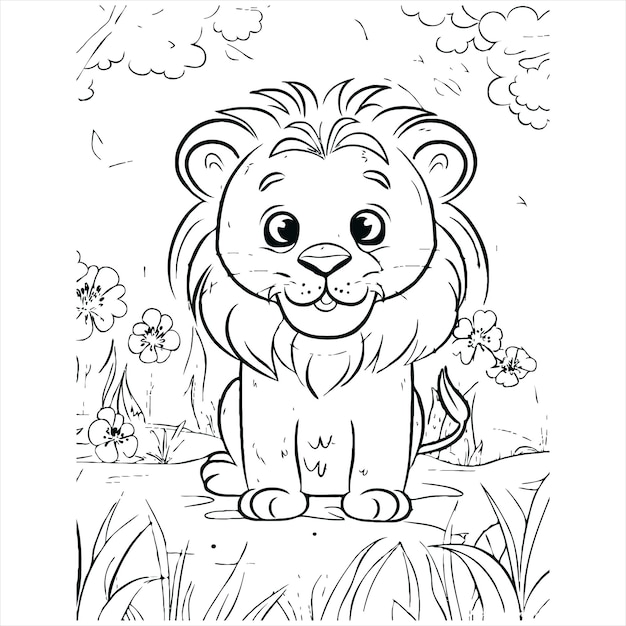 a black and white drawing of a lion with a black background