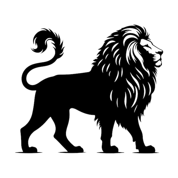 a black and white drawing of a lion with a lion on it