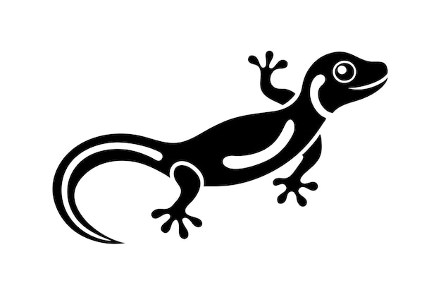 Vector a black and white drawing of a lizard with a white stripe