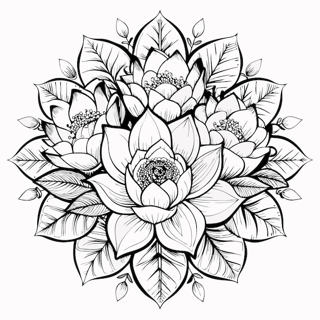 a black and white drawing of a lotus flower with the words lotus on it