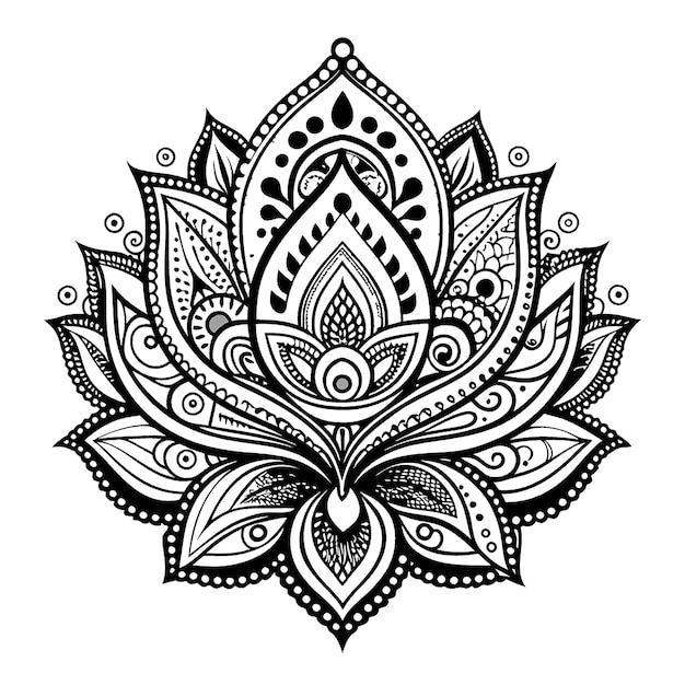 Vector a black and white drawing of a lotus flower