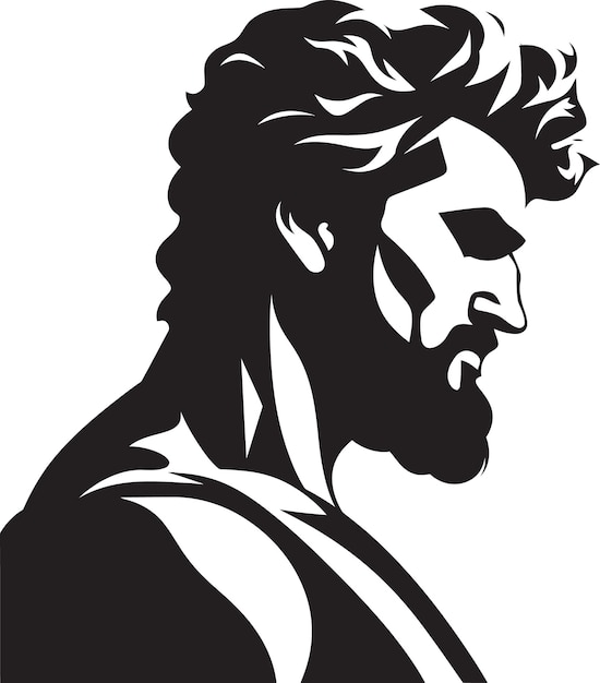 Vector a black and white drawing of a man with a beard and a beard