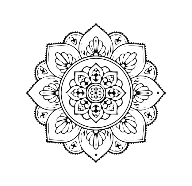 a black and white drawing of a mandala with a design that says  mandalas