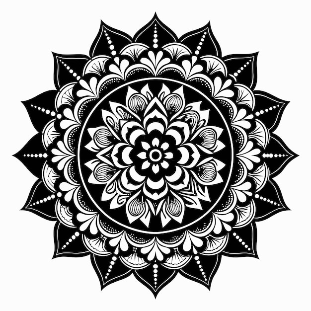 a black and white drawing of a mandala with a design that says  mandalas