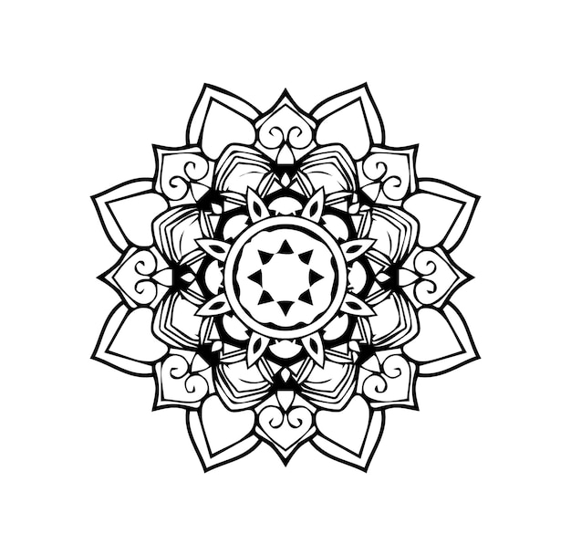 a black and white drawing of a mandala with a star design on it