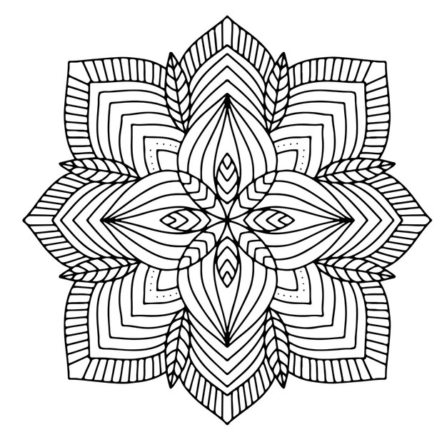 Vector a black and white drawing of a mandala with a white background