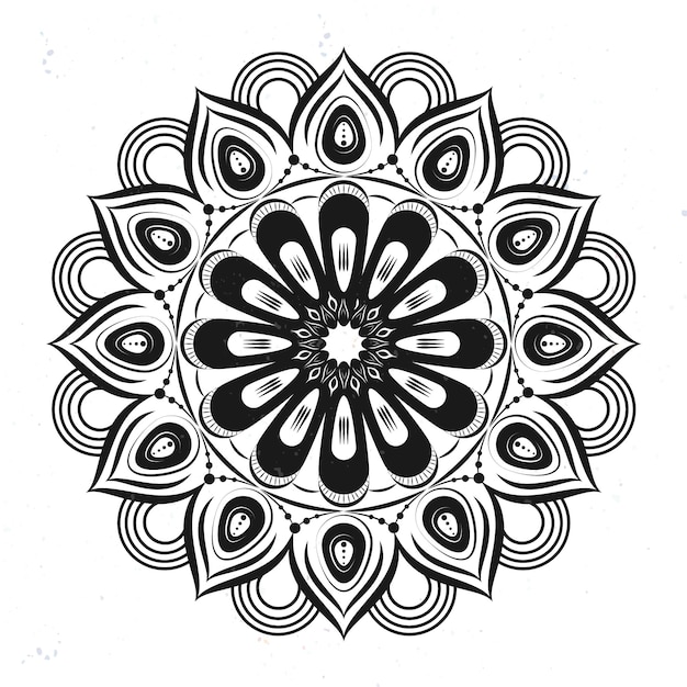 A black and white drawing of a mandala with the word mandala on it