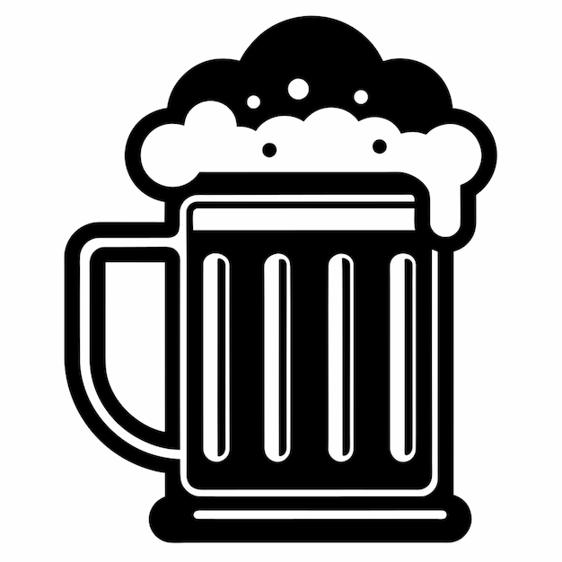 Vector a black and white drawing of a mug of beer