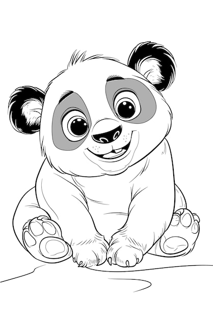 Vector a black and white drawing of a panda bear on a white background