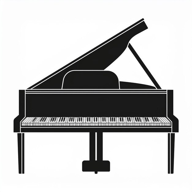 Vector a black and white drawing of a piano with a white background