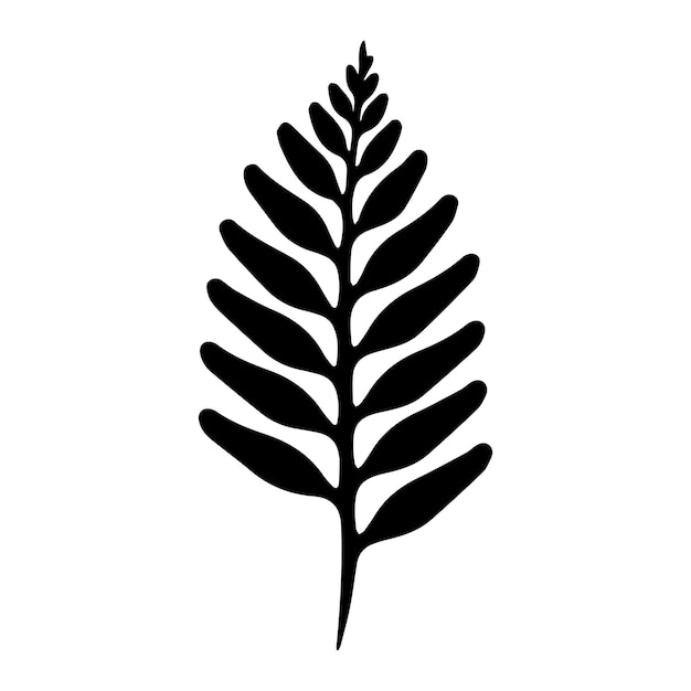 a black and white drawing of a plant with black leaves