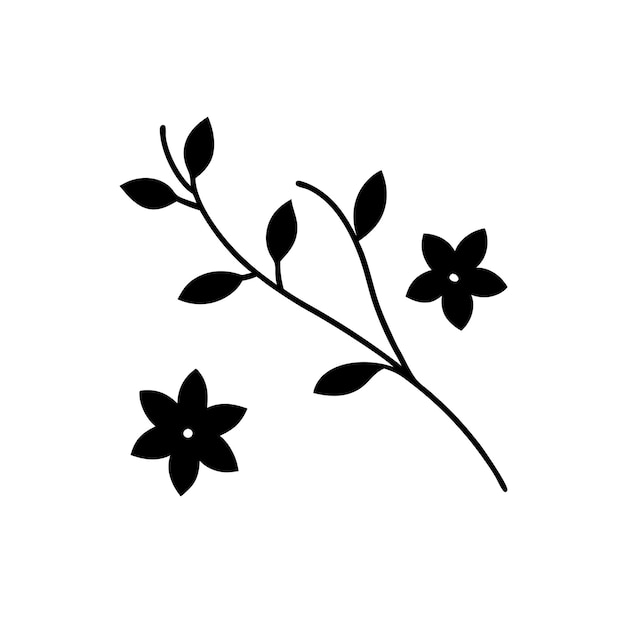 Vector a black and white drawing of a plant with flowers