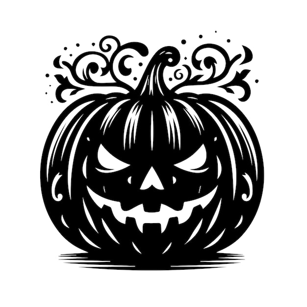 Vector a black and white drawing of a pumpkin with a face drawn on it