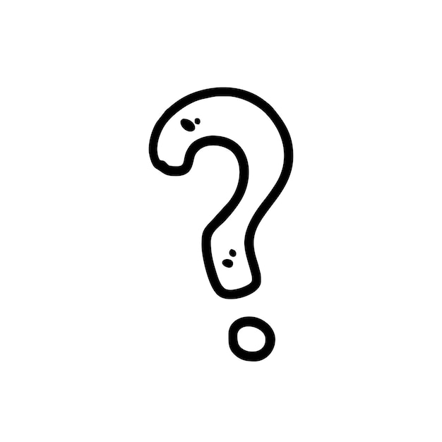 A black and white drawing of a question mark.