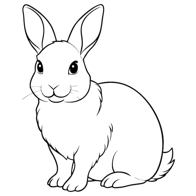 Vector a black and white drawing of a rabbit with a white face and a black outline