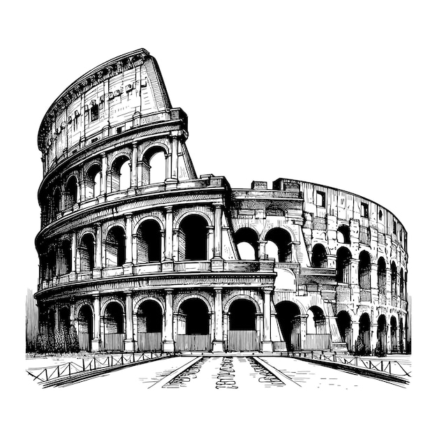 a black and white drawing of a roman structure with roman numerals