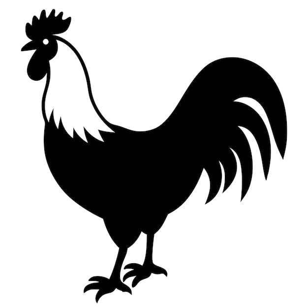 Vector a black and white drawing of a rooster with a black background