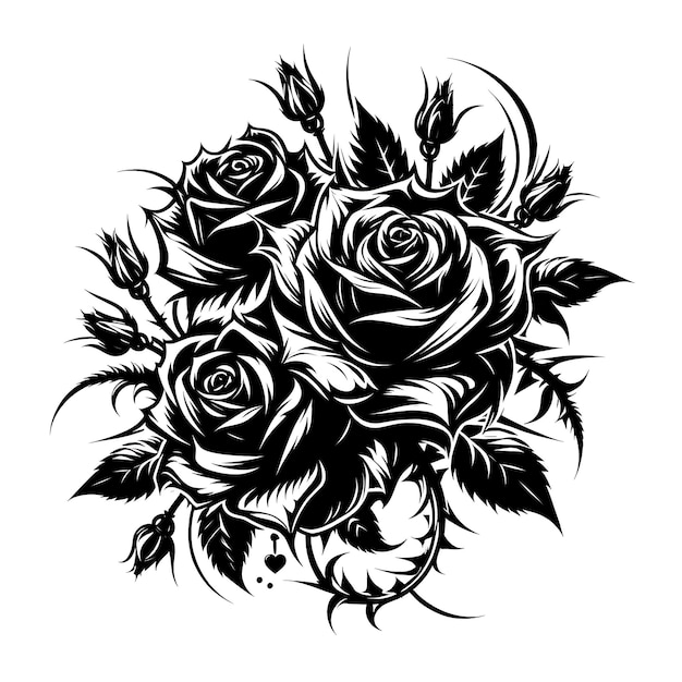 a black and white drawing of a rose with the word quot roses quot on it