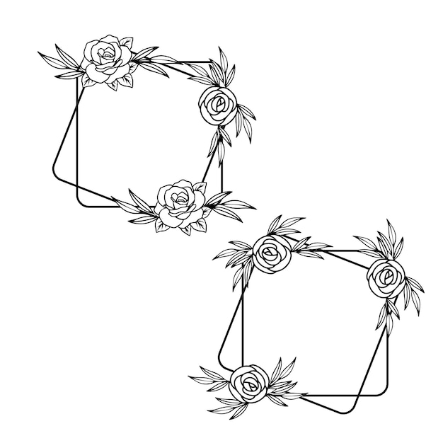 A black and white drawing of roses and leaves.