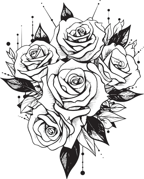 Vector a black and white drawing of roses with the words  roses