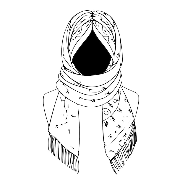 Vector a black and white drawing of a scarf