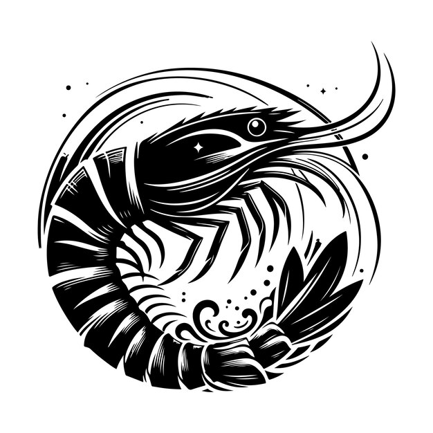 Vector a black and white drawing of a scorpion with a fish head