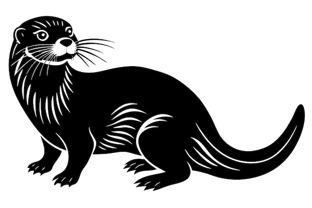 Vector a black and white drawing of a seal with a line of whiskers