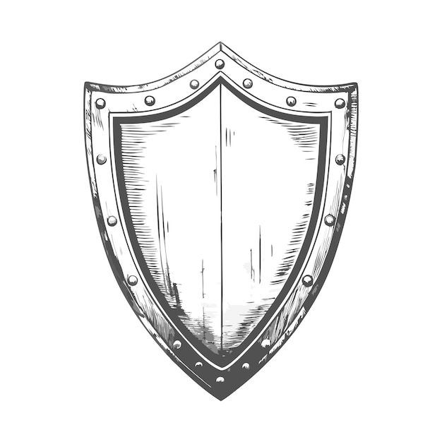 Vector a black and white drawing of a shield with a shield on it