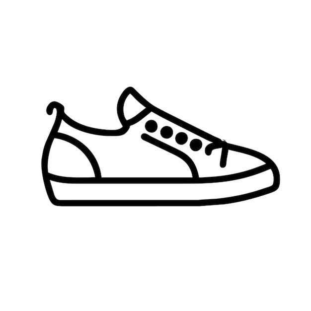 a black and white drawing of a shoe with a white sole