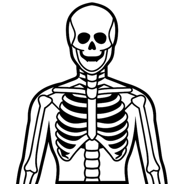 a black and white drawing of a skeleton with a skeleton on it