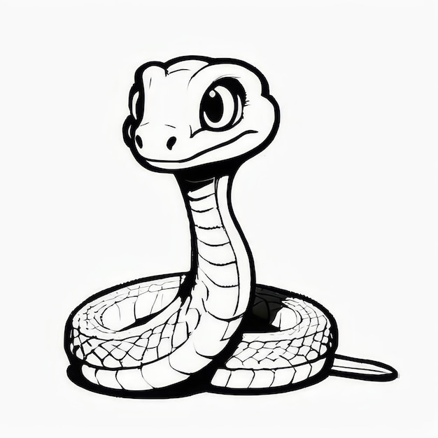 a black and white drawing of a snake with a snake on it