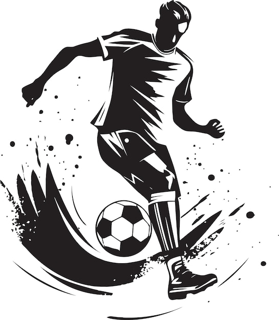 a black and white drawing of a soccer player with a white shirt and shorts