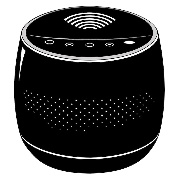 a black and white drawing of a speaker with a black box on it