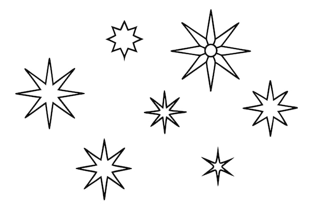 a black and white drawing of a star and star design