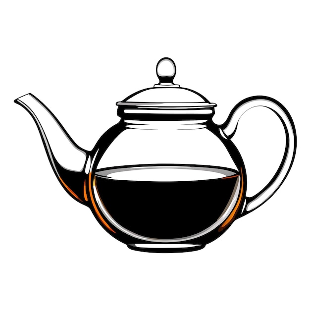 a black and white drawing of a teapot with a lid that says  the lid is black