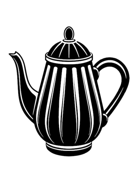 Vector a black and white drawing of a teapot with a lid that says  the word  on it