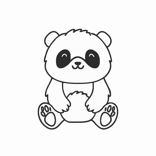 a black and white drawing of a teddy bear sitting on a white background