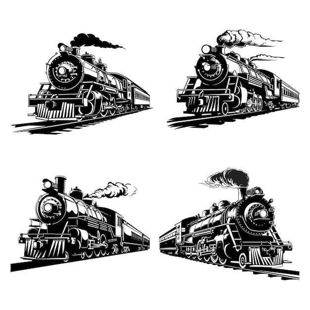 Vector a black and white drawing of a train with the wordssteamon it