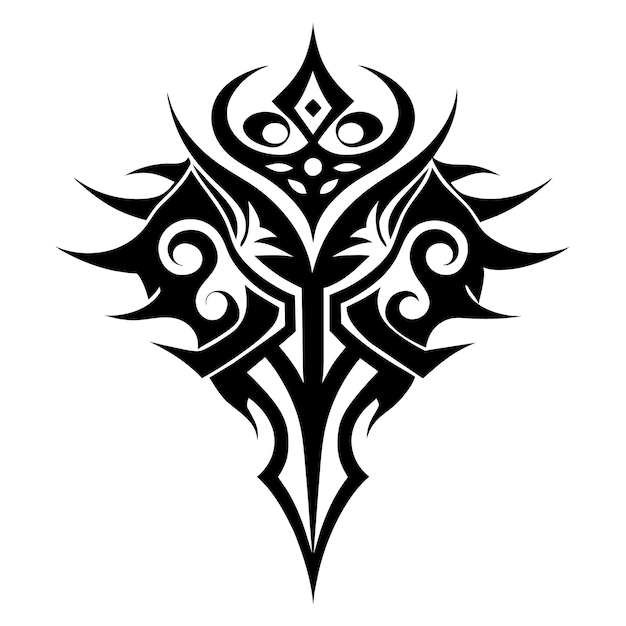 a black and white drawing of a tribal Tattoo