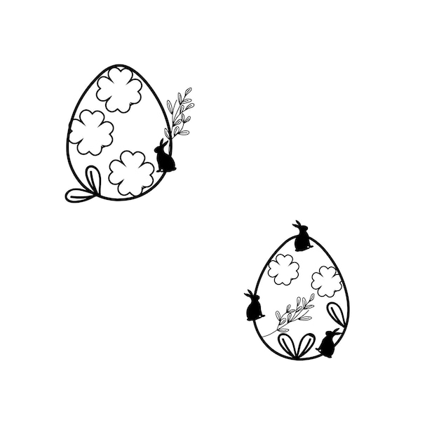 A black and white drawing of two easter eggs with the words " easter " on the bottom.