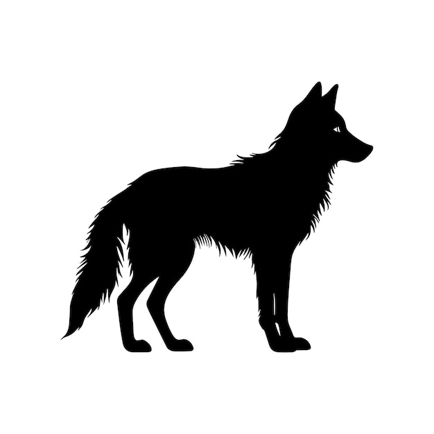 a black and white drawing of a wolf with a black background