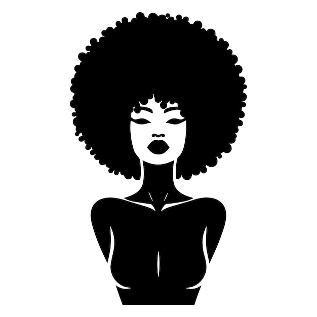 Vector a black and white drawing of a woman with black hair and a black background