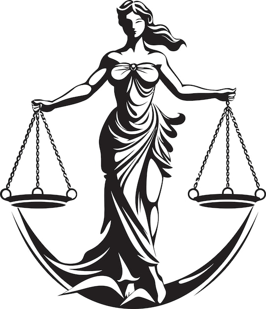 a black and white drawing of a woman with a scale that says quot the word justice quot